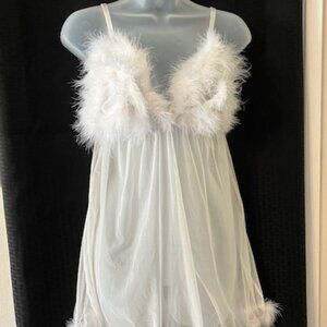HOT Marabou White Naughty Babydoll ~ SEXY TIME